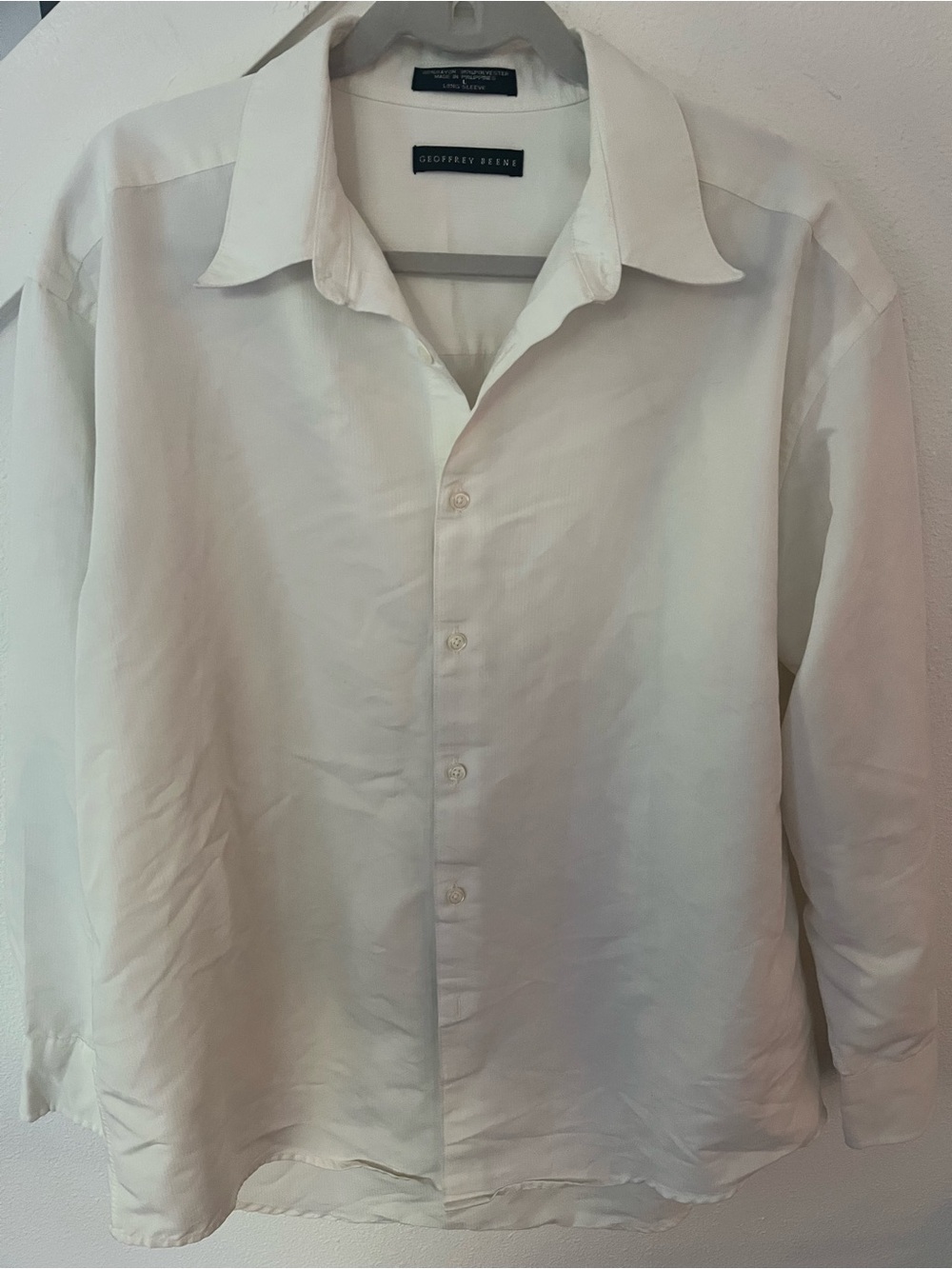 Geoffrey Beene Men's White Long-Sleeve Button Shirt